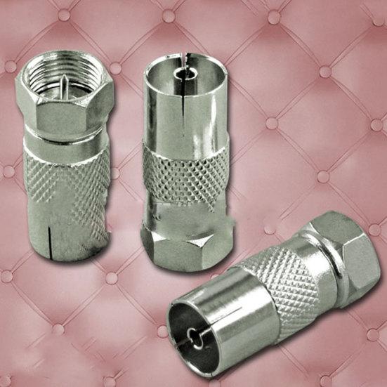 Coax Aerial RF To F Type Female Socket Screw Male Plug Adaptor TV