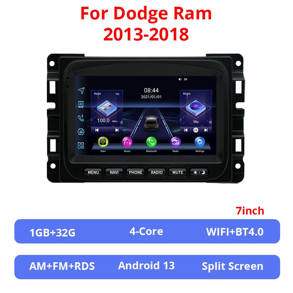 7 Inch Android 13 For Dodge Ram 2013-2018 No DVD Car Wireless Carplay & Android Auto With IPS Touch Screen 4G WIFI BT 5.0