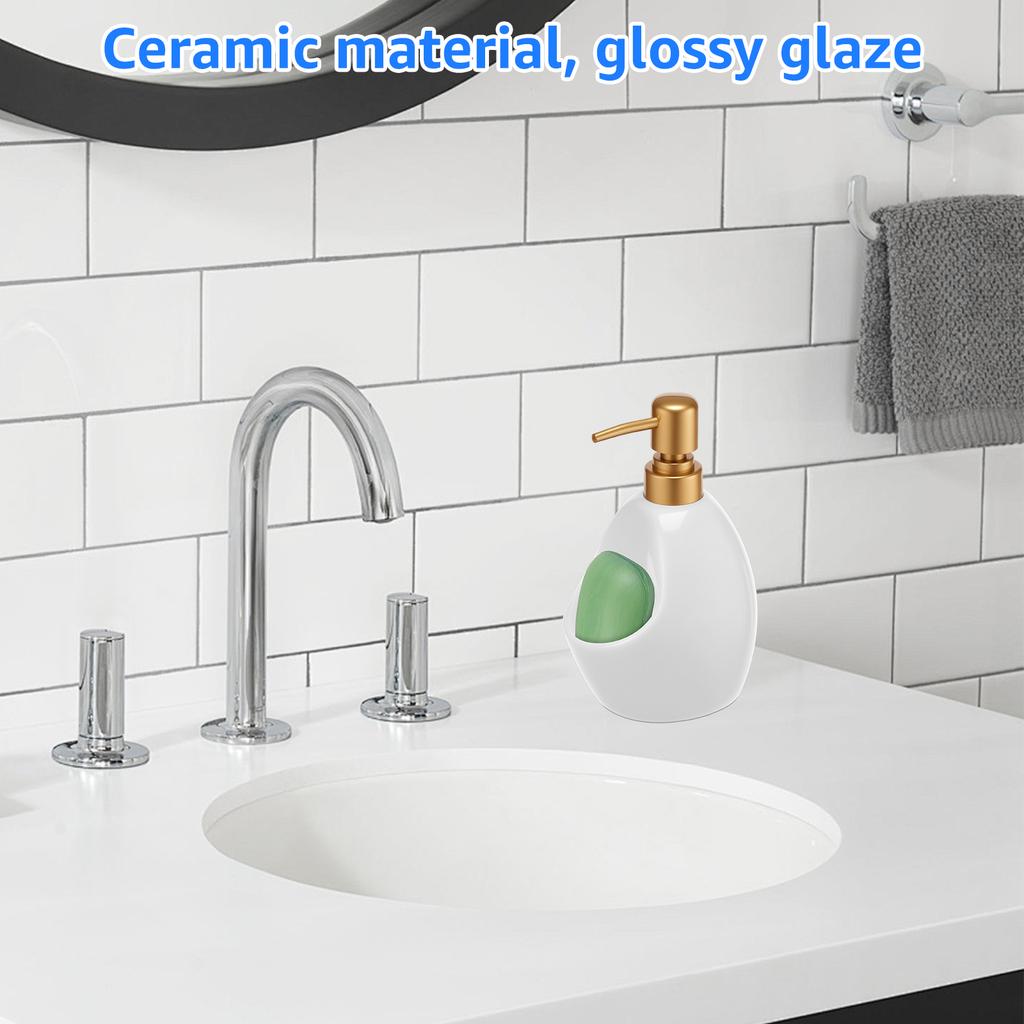 Ceramic Soap Dispenser with Sponge Holder Easy To Clean Press Pump Hand Foam Dispenser Pressing Soap Pump Bottle for Home
