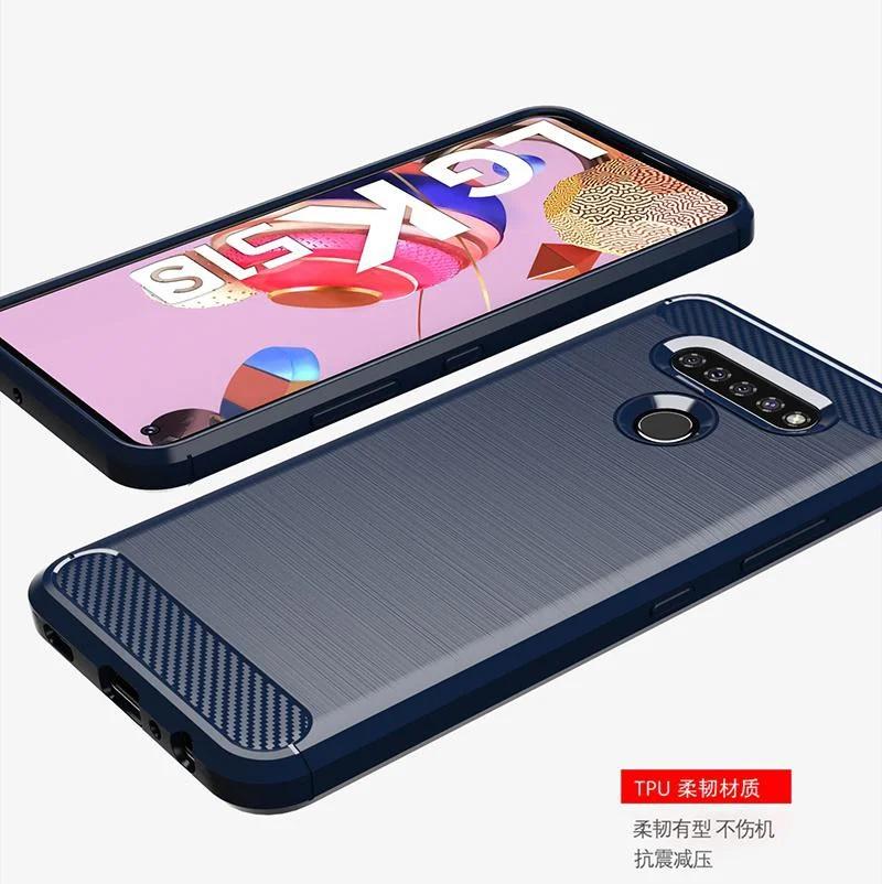 Carbon Fiber Texture TPU Case for K92 K22 K42 K52 K62 K51S K61S Velvet Stylo 6 5 V60 V50 ThinQ Shockproof Protective Cover Funda