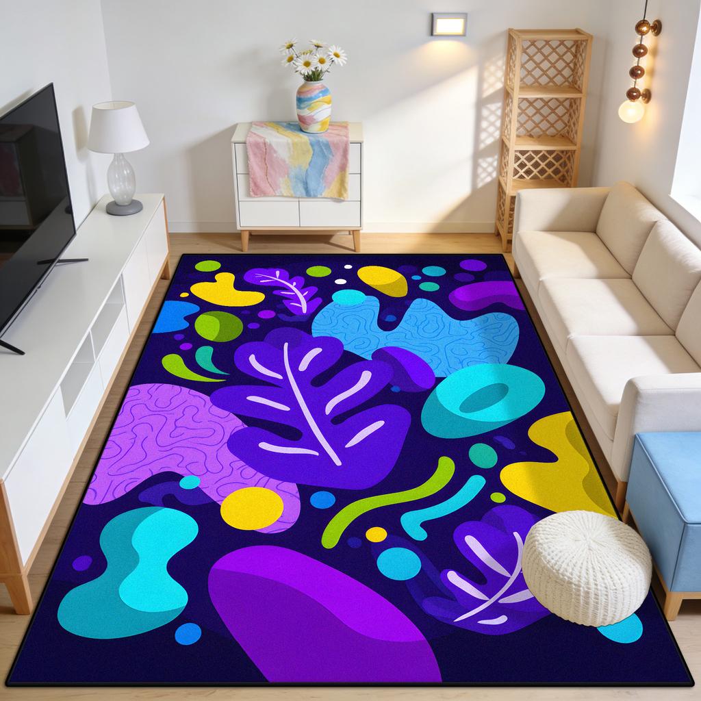 Modern Abstract Art Easy Clean Fluffy Carpet Decoration Bedroom Living Room Soft Cute Rug Antiskid Short Velvet Large Floor Mat