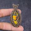 Bumblebee Jasper Gemstone Handmade Copper Wire Wrap Jewelry Pendant 2.56" t9A98