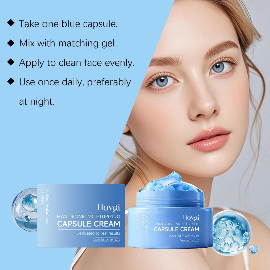 Hyaluronic Acid Moisturizing Capsule Cream Deep Hydration Skin Soothing Improves Texture Barrier Two-Component Moisturizer