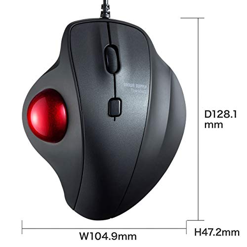 SANWA SUPPLY Trackball cu fir silențios cu 3 butoane optic MA-TB128BK