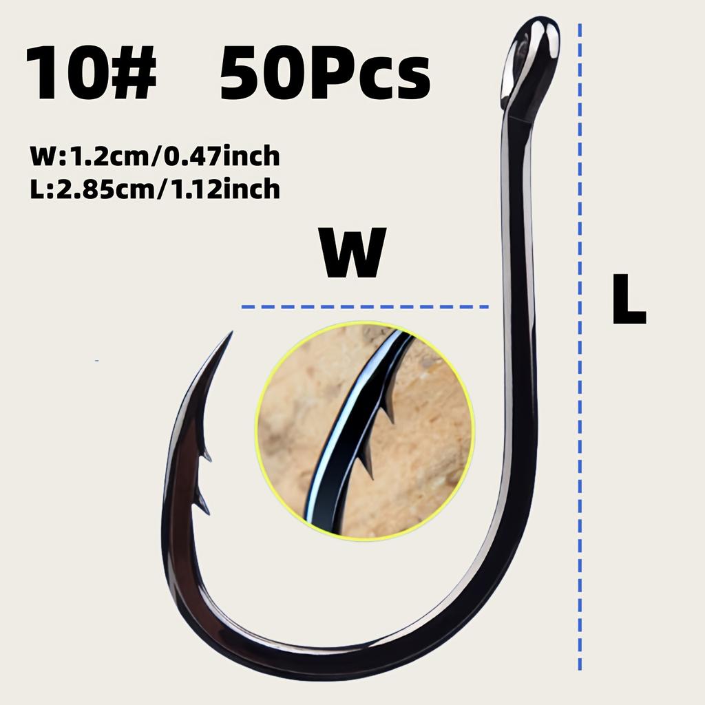 50 Stück Hochleistungs-Doppelhaken mit beschwertem Öhr & Ring - für Salzwasser-/Süßwasserfischerei, Hecht, Forelle, Barsch, Lachs