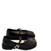 Square-headed fairy wind thick-heeled small leather shoes woman 2025 summer new versatile retro British style with skirt single shoes woman