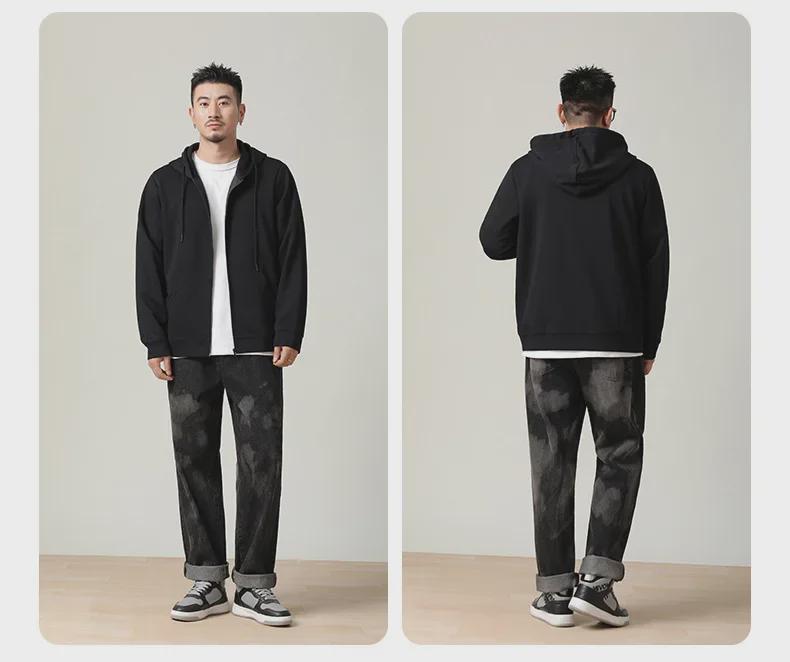 Men's 300g Antibacterial Zipper Hoodie - Simple, Casual, Solid Color, Lightweight Cardigan for Spring & Autumn