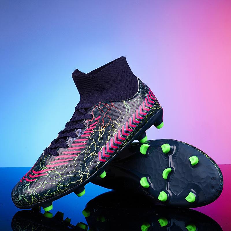 

Летние новые нескользящие бутсы с высоким верхом, шипы, искусственная трава, студенческие профессиональные тренировочные спортивные туфли 44