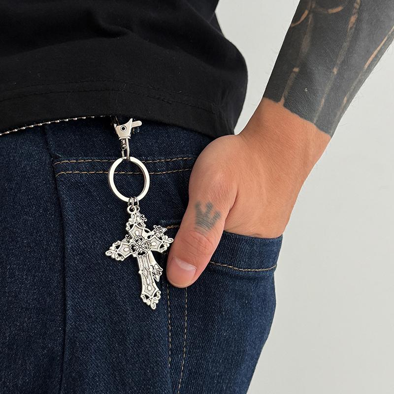 Retro Cross Keychain Pendant Men'S Jeans Key Ring Bag Ornament Hanging Decoration