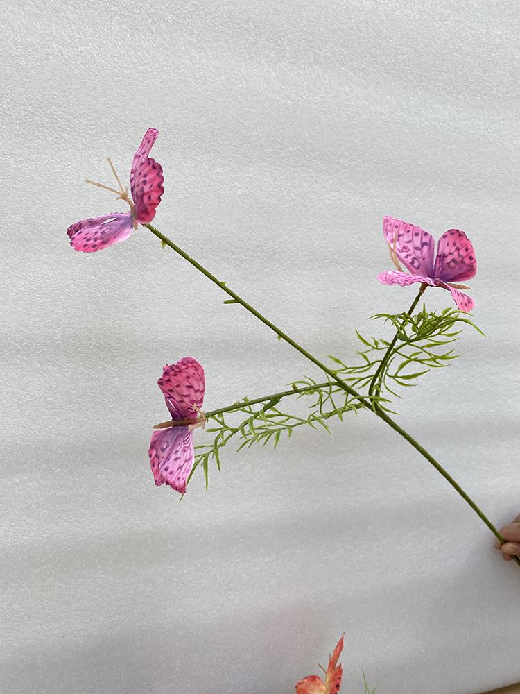 Three-Head Butterfly Artificial Flowers for Wedding Decorations and DIY Floral Arrangements