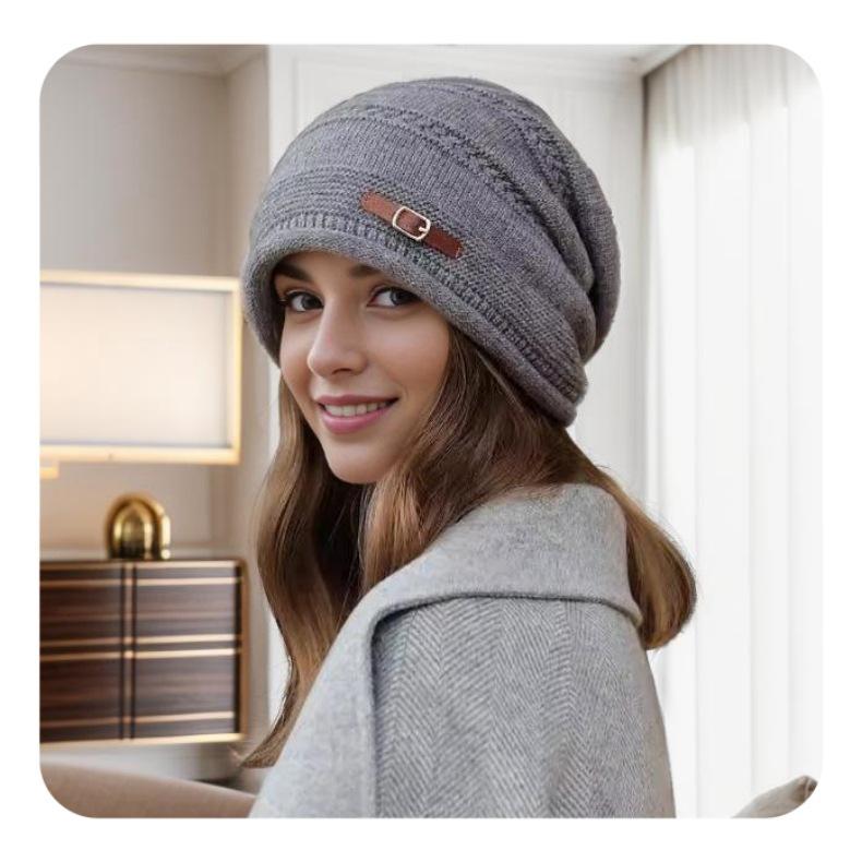 Women's Fashion: Versatile Slouchy Beanie for Big Head - Velvet & Thick Wool Knitted for Fall/Winter