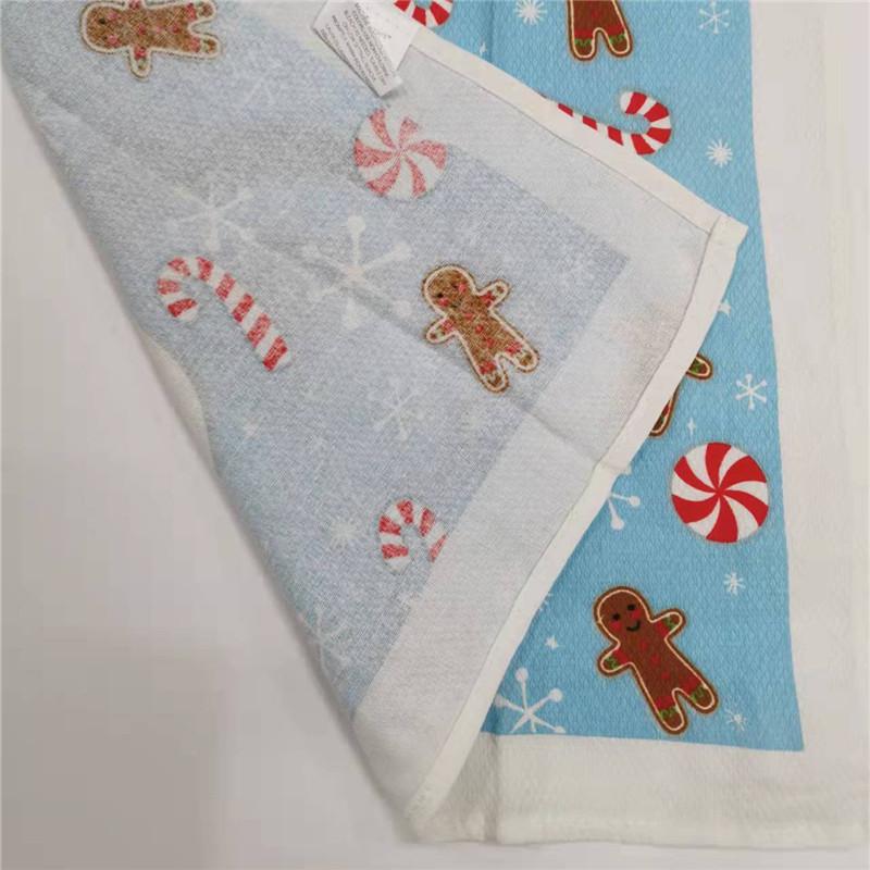 1Pc 38x65cm Thin Christmas Santa Claus Printed Polyester Kitchen Dishcloth Cleaning Cloth Tea Towel Xmas Party Gift