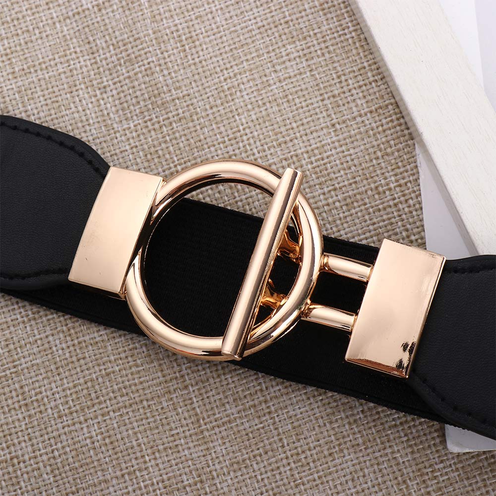 Gold Dress Decor Clothes Accessories Round Buckle Waistband Elastic Belts Cummerbunds Waist Belts