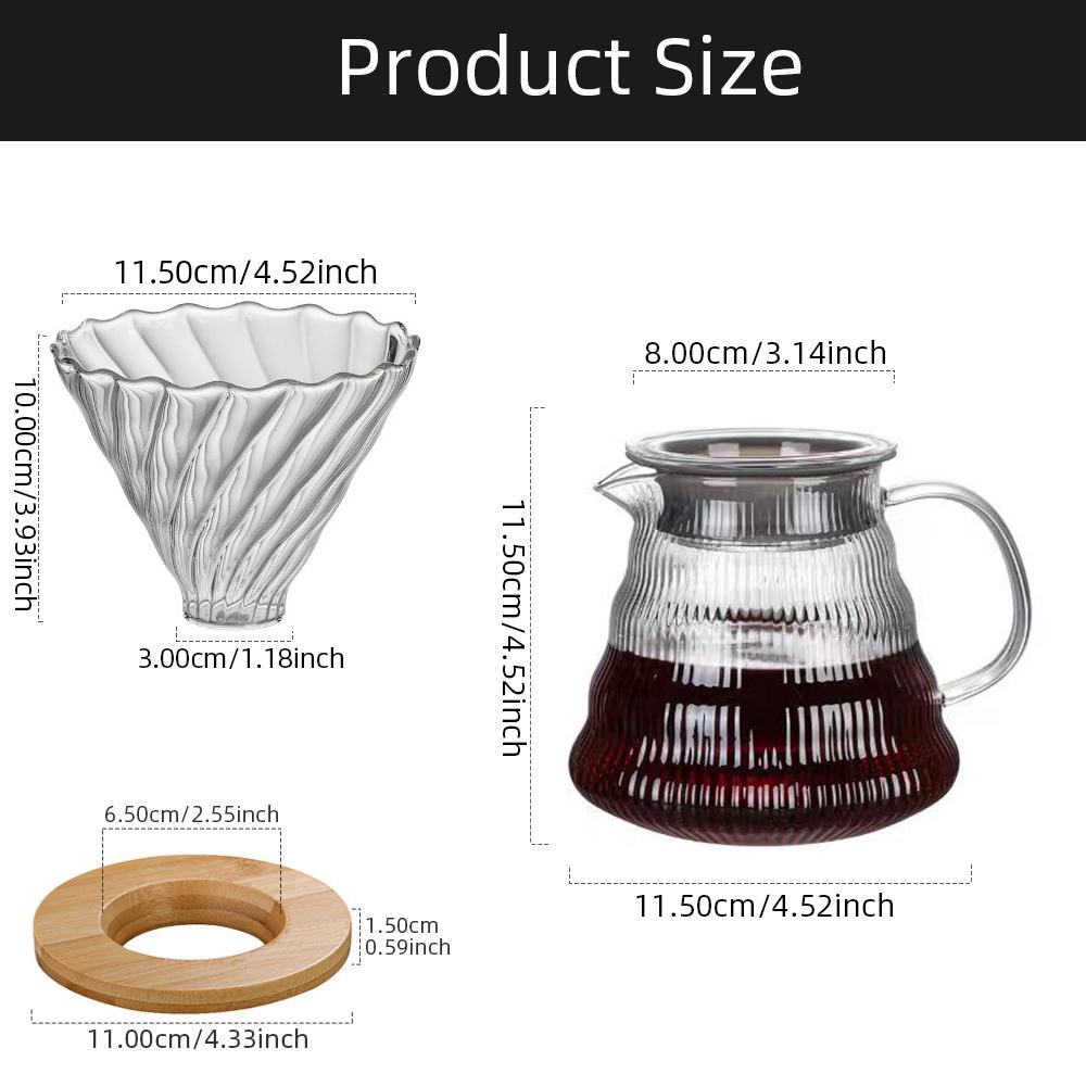 600ml Hand Brew Coffee Carafe Clouds Shape Clear Glass Kettle Sharing Pot with Lids Espresso Coffee Maker Accessories