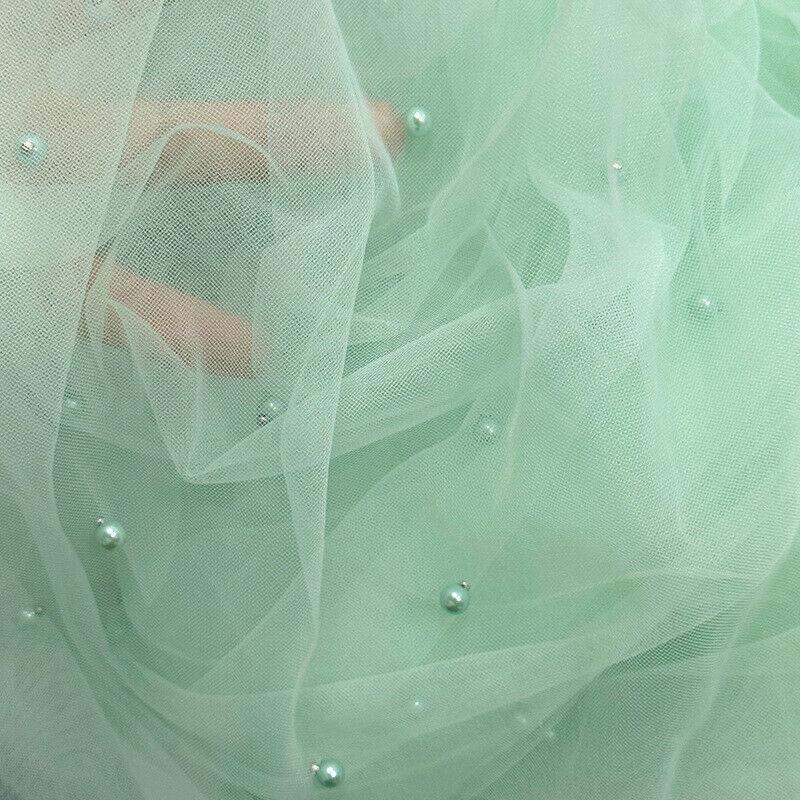 150cm Pearl Mesh Soft Tulle Mesh Fabric for Wedding Dress Party Material DIY Sewing Craft Dress Supplies Dining Table Decoration