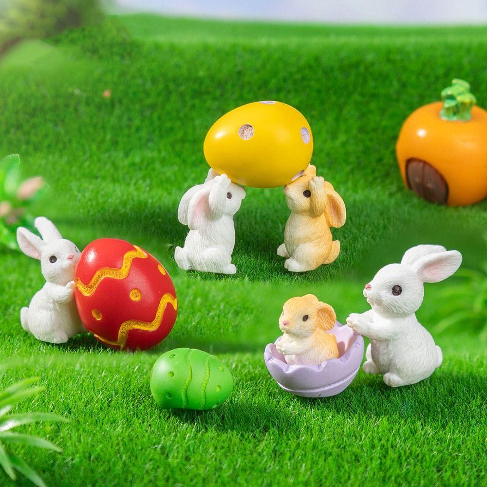 Multicolor Miniature Knickknacks Resin Cartoon Buuny Statue  Bonsai Ornament