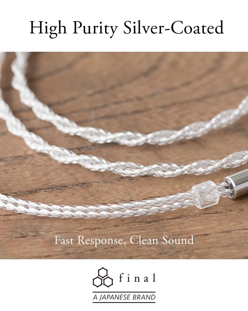 final C106 Silver Cord High Transmission MMCX TRS Cable, High-Purity OFC, Speed, (3.5mm 3-pole)