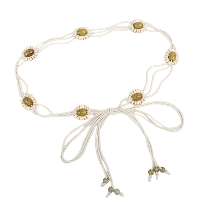 Ручная работа Этнические стили Поясная цепь Комфорт Долговечность Плетеный пояс для повседневной носки зелёный