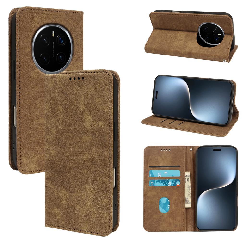 For Honor Magic7 Pro 5G Case Strong Magnetic Leather Wallet Phone Cover with Striped Texture