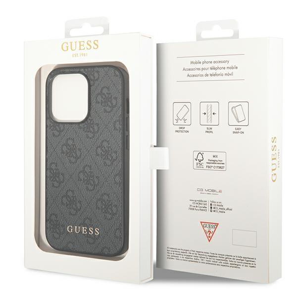 Guess Guhcp14Xg4Gfgr Iphone 14 Pro Max6,7 Szary/Grey Hard Case 4G Metal Gold Logo