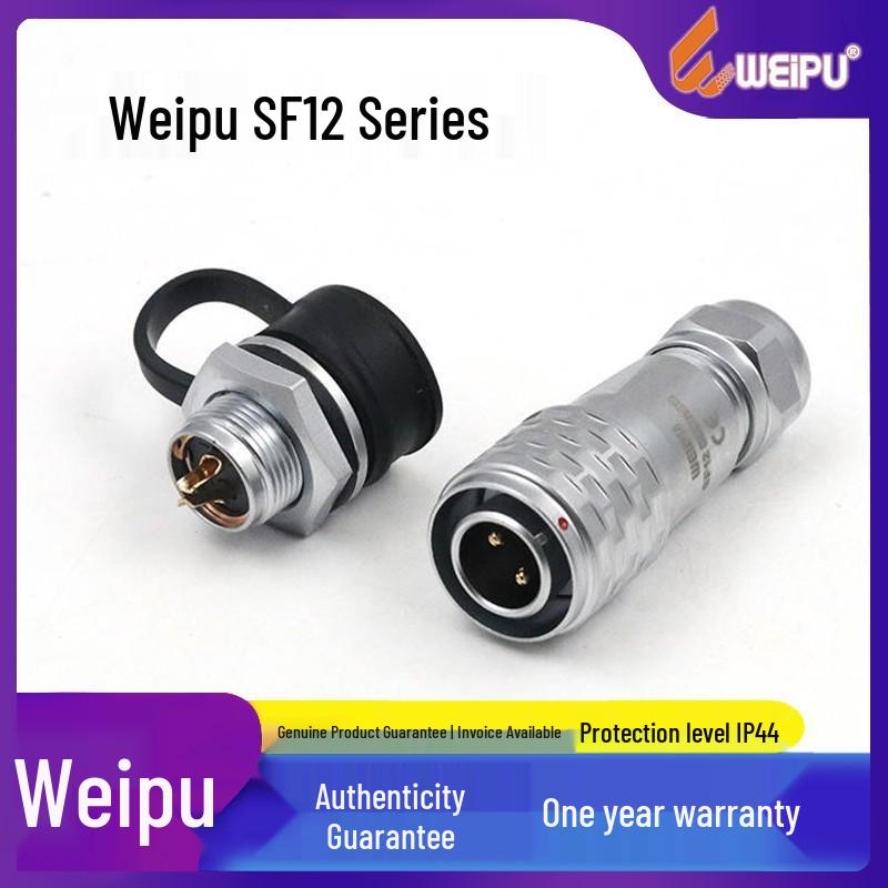 WEIPU SF12 Waterproof Aviation Plug Socket: Straight Mount, 2 To 9 Pins, Multi-Core Options