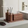 DecoTalk Wabi-sabi Red Travertine Bathroom Washbasin Set with Aromatherapy Tissue Box Tray