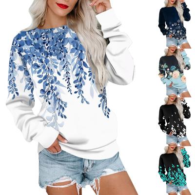 Women's Printed Sweatshirt Long Sleeve Round Neck Casual Comfortable Loose Lightweight Women's Sweatshirt