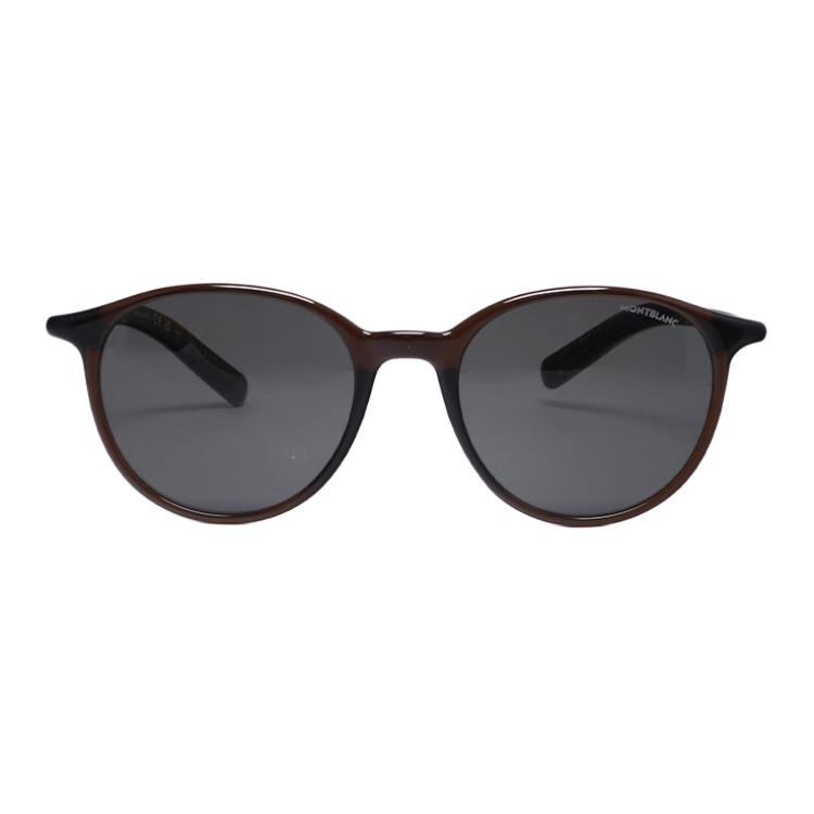 Montblanc Logo Decorated Design Round Sunglasses Men Sunglasses Dark-Brown MB0326SA-003
