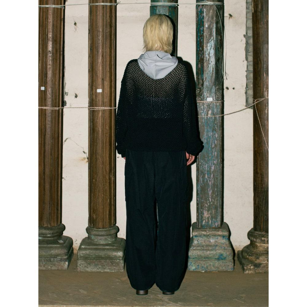 Saendeusaundeu Net Crew Neck Sweater Black