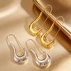 Fashionable and Versatile Titanium Steel Crescent Earrings for Women, Gender-specific Pin Earrings, 18K Gold Color-retaining Earrings