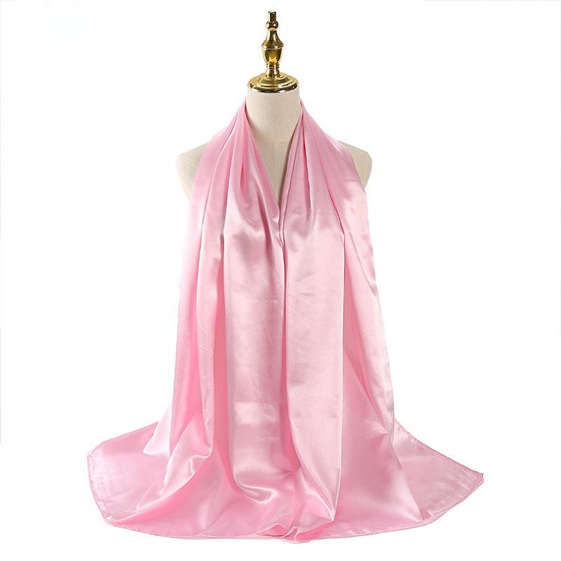 

Solid Color Shawls Wraps Large Hijabs Scarf For Women Long Kerchief Silk Satin Neck Scarves 70x180CM Fashion Kerchief Head Scarf 70x180cm
