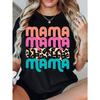 Women's Casual Short Sleeve Crew Neck T-Shirt - Bold "MAMA" Graphic Print with Leopard Accents, Black & Pink Lettering,
