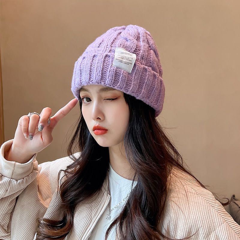 Hat winter men's and women's trendy brand knitted hat big head circumference wool hat autumn and winter warm pile hat new cold hat cotton hat