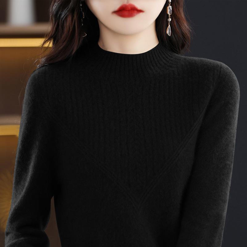 Women's 2023 New Fashion Wool Sweater - Spring & Autumn Solid Color Loose Knitwear