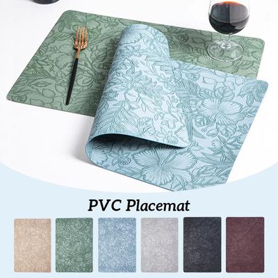 43x30cm PVC Leather Table Mat Pad Waterproof and Oil-resistant Placemats Coaster Non-slip Pad Dishes Dining Table Mat Decor