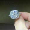 Bagues en moissanite carrées de 5 carats et 11 mm pour femmes, alliance de mariage en diamant simulé scintillant de couleur D, bijoux en argent sterling 925