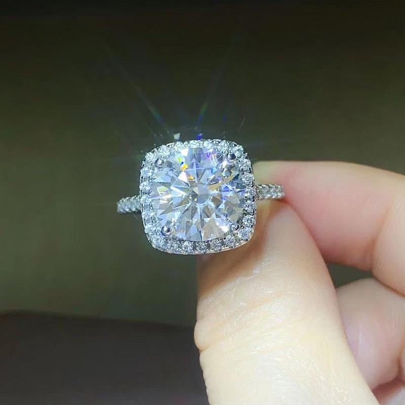 Bagues en moissanite carrées de 5 carats et 11 mm pour femmes, alliance de mariage en diamant simulé scintillant de couleur D, bijoux en argent sterling 925