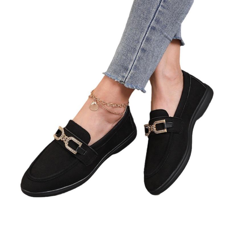 Large Size Suede Women's Autumn New Women's Outer Wear Metal Comfortable Soft-soled Single Shoes