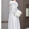 Women's Long Mink Coat with Fox Fur Collar - Casual and Warm Winter Fur Coat
