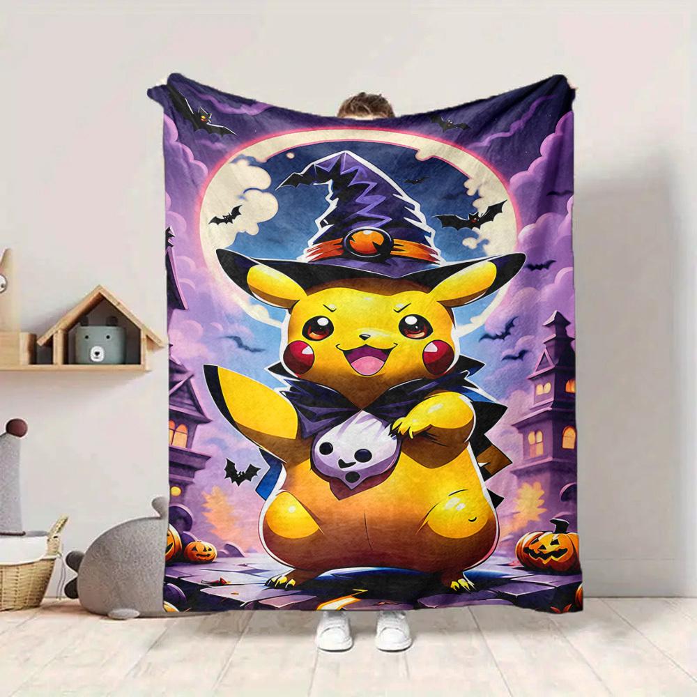 1pc Halloween Pikachu Blanket Soft All Season Throw with Vibrant Design, Perfect for Home, Travel, and Gifts, Ideal for Naps and Camping