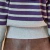MAXZA Half Color Block Stripe Hooded Knit Zip Up Ze10qd028na