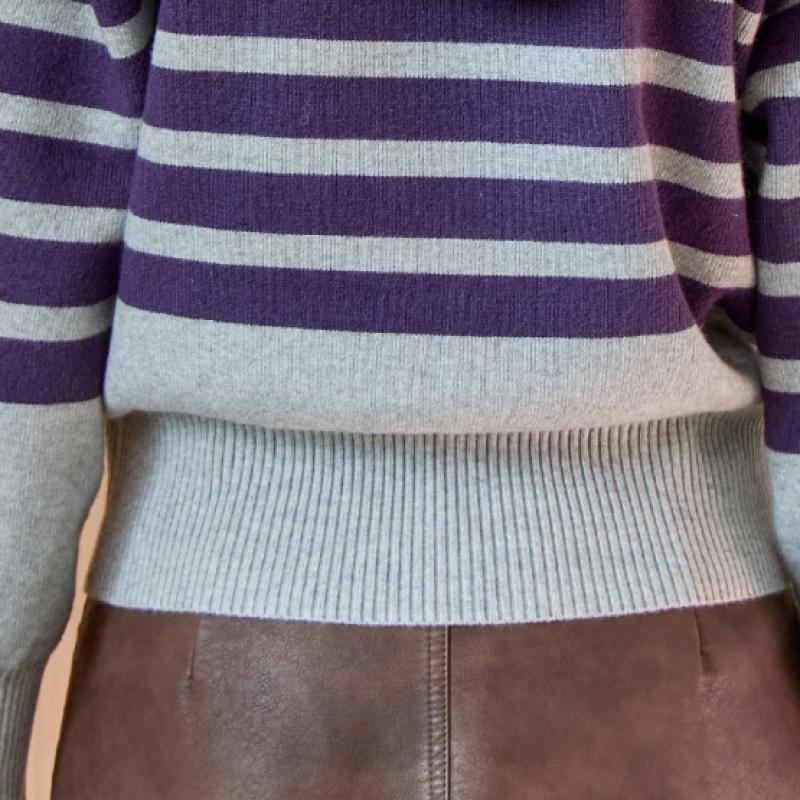 MAXZA Half Color Block Stripe Hooded Knit Zip Up Ze10qd028na
