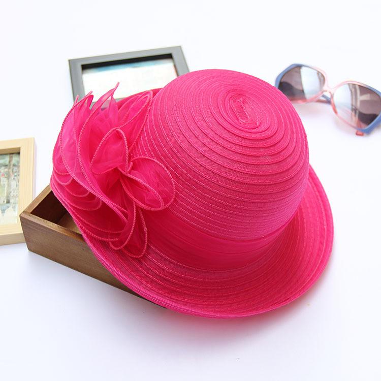 Spring summer hat elegant retro flower pot hat organza women's sun hat curled top hat sun hat tide