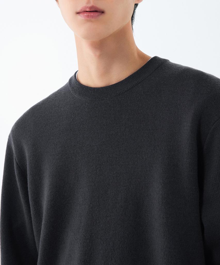 MUSINSA STANDARD Minimal Crew Neck Knit [Dark Gray]