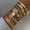 15-teiliges Bohemian Punk Herz Blumen Armbänder Set für Damen Elegantes Minimalistisches Geometrisches Muster Design Manschettenarmbänder Armschmuck