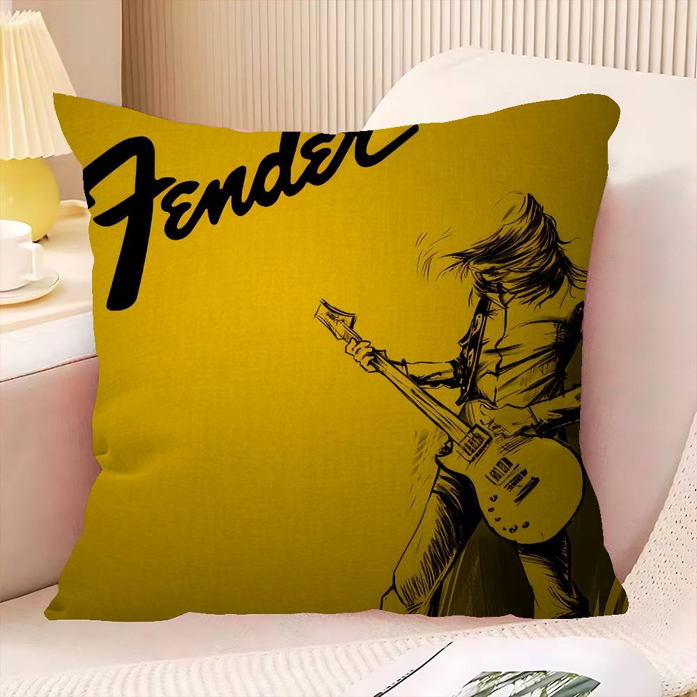 Cool F-Fender G-Guitar Cushion Cover Inches Farmhouse Decor Home Throw Pillow Covers For Couch Decorations