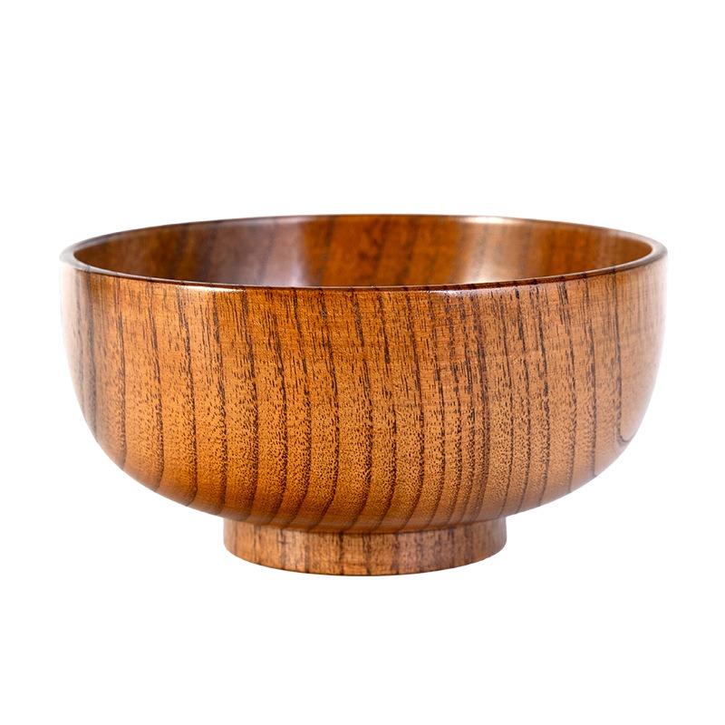Japanese Style Wooden Bowl Jujube Round Large Soup Creative Children's Rice Tableware