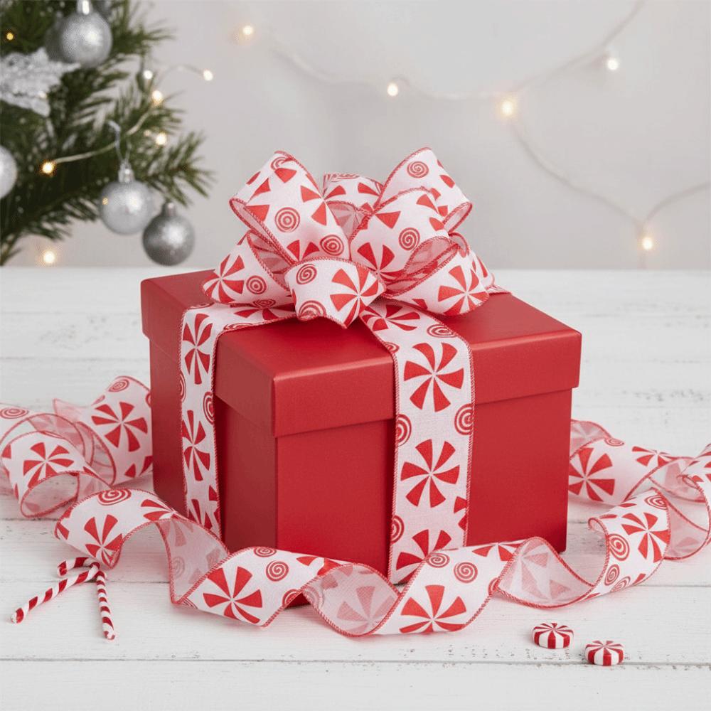 Candy Printed Christmas Wrapping Ribbon DIY Bow Decorative Webbing Christmas Tree Ornaments