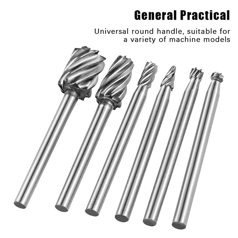 

Набор из 6 шт. быстрорежущей стали для деревообработки, маленькая роторная фреза, шлифовальная головка, набор электроинструментов для полировки и обрезки для DIY-столяра
