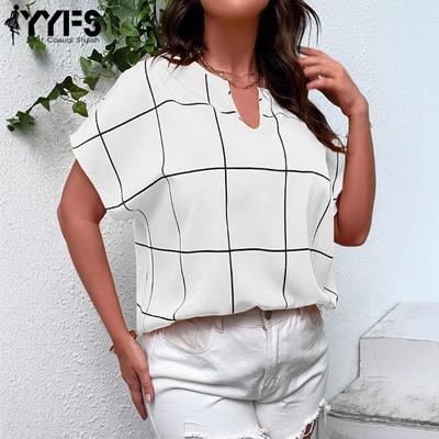 Women's Fashion Casual Summer Spring Stripe Print Short Sleeve V-Neck Blouses & Shirts